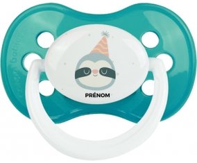 Paresseux anniversaire + prénom : Turquoise classique embout anatomique