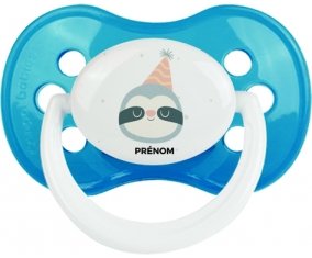 Paresseux anniversaire + prénom : Cyan classique embout anatomique