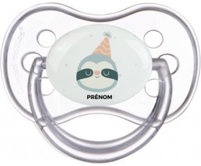 Paresseux anniversaire + prénom : Transparente classique embout anatomique