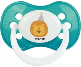 Lion anniversaire + prénom : Turquoise classique embout anatomique