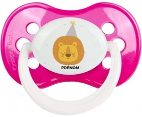 Lion anniversaire + prénom : Rose foncé classique embout anatomique