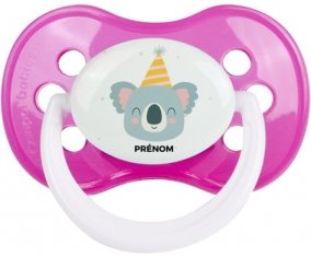 Koala anniversaire + prénom : Rose classique embout anatomique