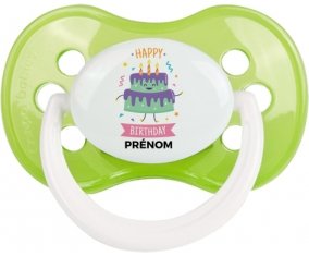 Gâteau anniversaire + prénom : Vert classique embout anatomique