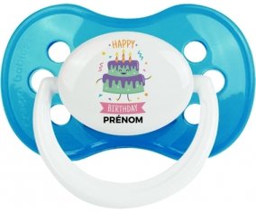 Gâteau anniversaire + prénom : Cyan classique embout anatomique