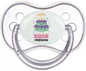 Gâteau anniversaire + prénom : Transparente classique embout anatomique