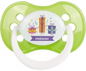 Cadeaux anniversaire style 1 + prénom : Vert classique embout anatomique