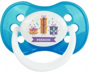 Cadeaux anniversaire style 1 + prénom : Cyan classique embout anatomique