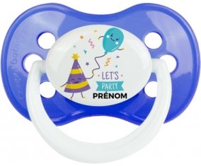 let's party anniversaire + prénom : Bleu classique embout anatomique