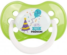 let's party anniversaire + prénom : Vert classique embout anatomique