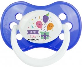 Tetine Party time anniversaire + prénom embout Anatomique personnalisée