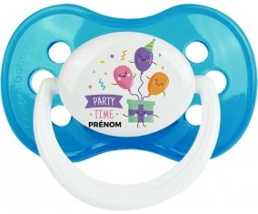 Party time anniversaire + prénom : Cyan classique embout anatomique