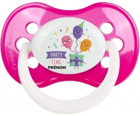 Party time anniversaire + prénom : Rose foncé classique embout anatomique