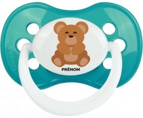 Ours + prénom : Turquoise classique embout anatomique