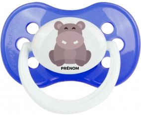 Hippopotame + prénom : Bleu classique embout anatomique