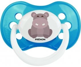 Hippopotame + prénom : Cyan classique embout anatomique