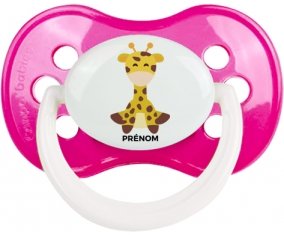 Girafe style 4 + prénom : Rose foncé classique embout anatomique