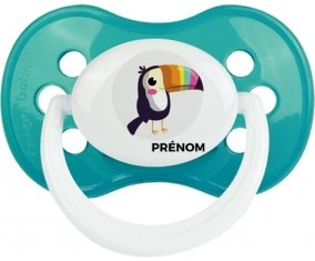 Toucan + prénom : Turquoise classique embout anatomique