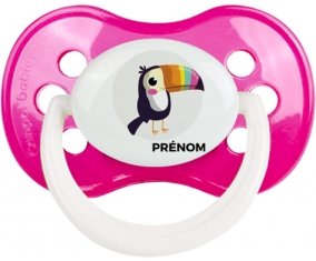 Toucan + prénom : Rose foncé classique embout anatomique