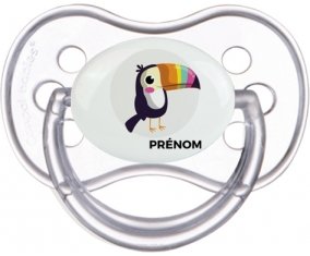 Toucan + prénom : Transparente classique embout anatomique