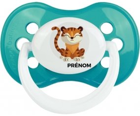 Tigre style 1 + prénom : Turquoise classique embout anatomique