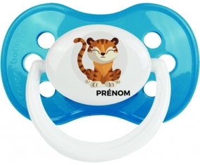Tigre style 1 + prénom : Cyan classique embout anatomique