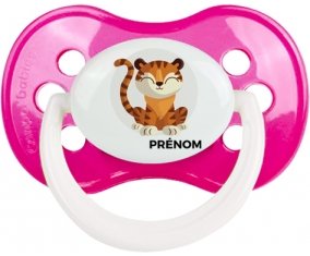 Tigre style 1 + prénom : Rose foncé classique embout anatomique