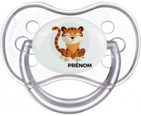 Tigre style 1 + prénom : Transparente classique embout anatomique