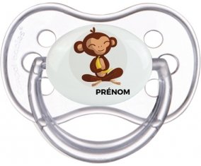 Singe style 3 + prénom : Transparente classique embout anatomique