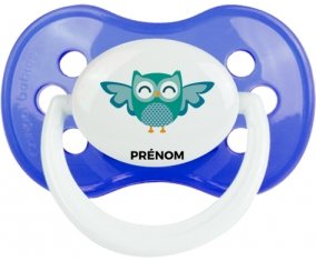 hibou rigolo + prénom : Bleu classique embout anatomique