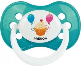 Gâteau ballon anniversaire + prénom : Turquoise classique embout anatomique