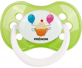 Gâteau ballon anniversaire + prénom : Vert classique embout anatomique