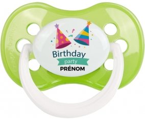 Birthday party style 1 + prénom : Vert classique embout anatomique