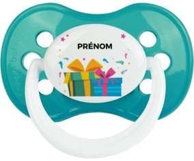 Cadeaux anniversaire style 2 + prénom : Turquoise classique embout anatomique