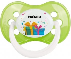 Cadeaux anniversaire style 2 + prénom : Vert classique embout anatomique
