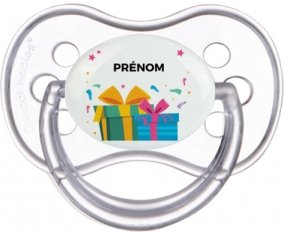 Cadeaux anniversaire style 2 + prénom : Transparente classique embout anatomique