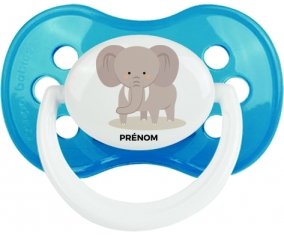 Éléphant style 5 + prénom : Cyan classique embout anatomique