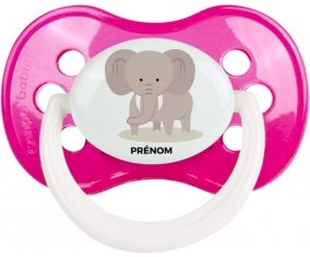 Éléphant style 5 + prénom : Rose foncé classique embout anatomique