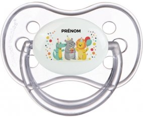 Fête d'anniversaire + prénom : Transparente classique embout anatomique