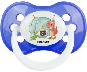 Dinosaures anniversaire + prénom : Bleu classique embout anatomique