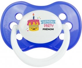 Birthday party style 2 + prénom : Bleu classique embout anatomique