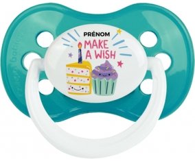 Make a wish + prénom : Turquoise classique embout anatomique
