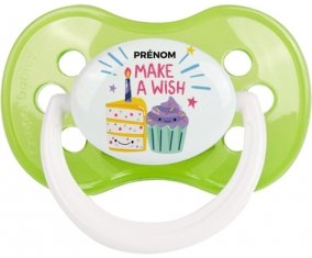 Make a wish + prénom : Vert classique embout anatomique