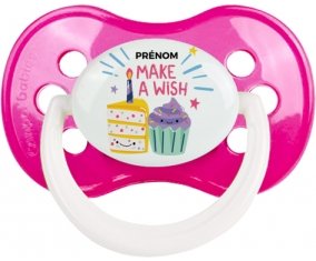 Make a wish + prénom : Rose foncé classique embout anatomique