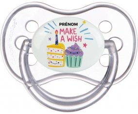 Make a wish + prénom : Transparente classique embout anatomique