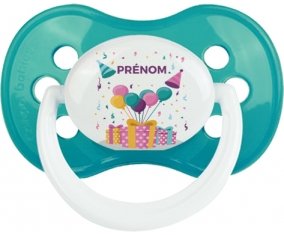 Happy birthday style 5 + prénom : Turquoise classique embout anatomique