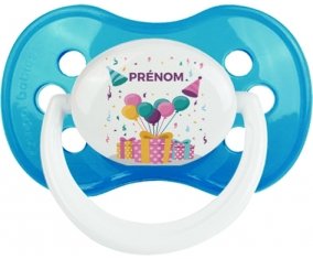 Happy birthday style 5 + prénom : Cyan classique embout anatomique