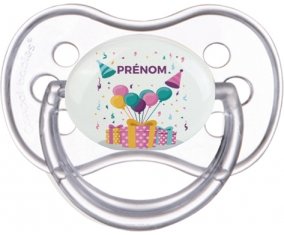 Happy birthday style 5 + prénom : Transparente classique embout anatomique