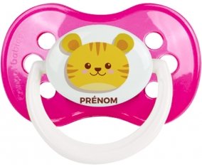 Tigre style 3 + prénom : Rose foncé classique embout anatomique