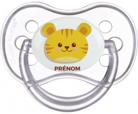 Tigre style 3 + prénom : Transparente classique embout anatomique