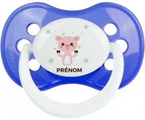 Cochon + prénom : Bleu classique embout anatomique